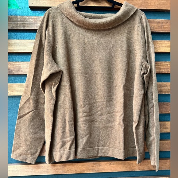 NWT Pure Collection 100% Cashmere Bardot Sweater Cinnamon Brown Size 18 - Picture 2 of 9